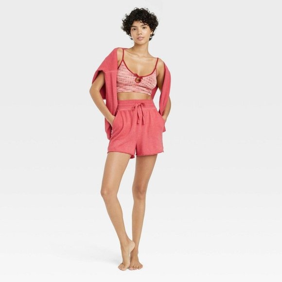 Women's French Terry Lounge Shorts Cosie Pink Size L Large - Picture 1 of 9
